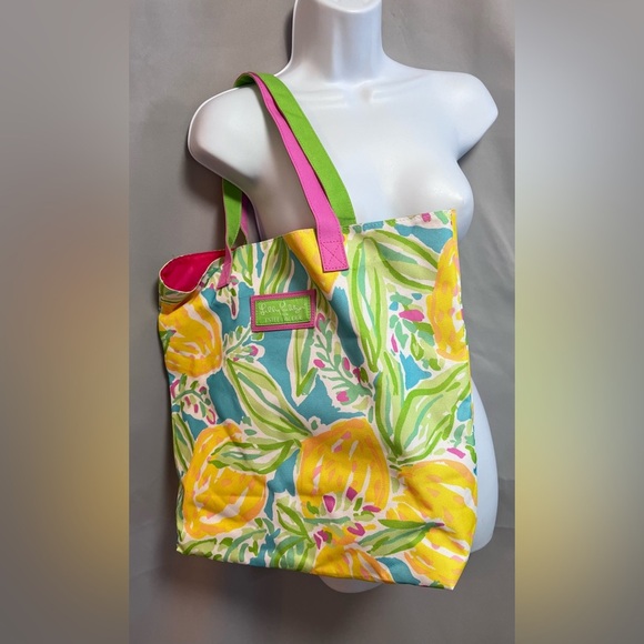 Lilly Pulitzer Tote‎ Bag  For Estee Lauder Pink Blue Yellow Green Lemon Beach - Picture 8 of 11